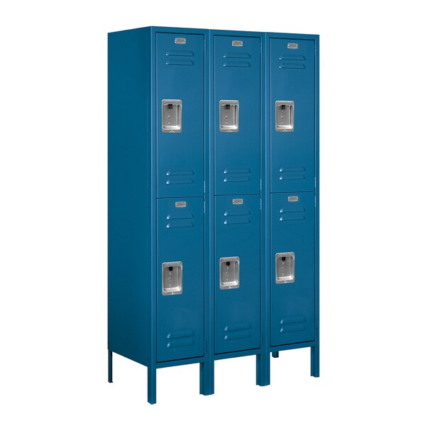 Salsbury Industries Wardrobe Locker, 66inHx15inD, 2 Tiers, Blue 62355BL-U